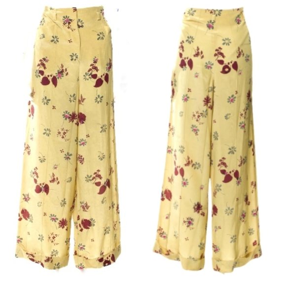 Valentino Floral Print Silk Wide Leg Pants New with Tags IT 44  US 8 NWT - Picture 3 of 15